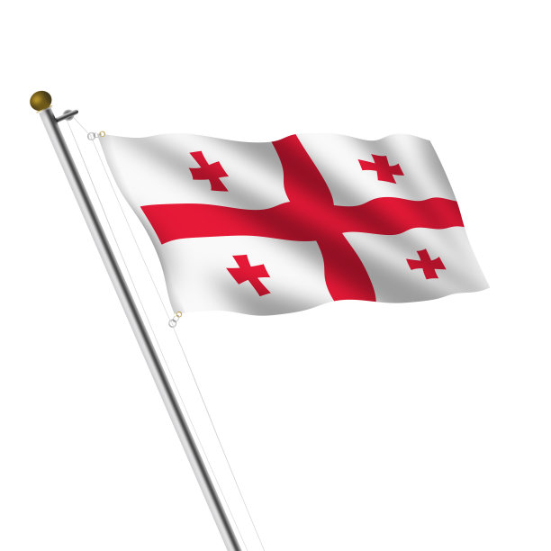 乔治亚州旗杆插图在白色与剪辑路径图片下载