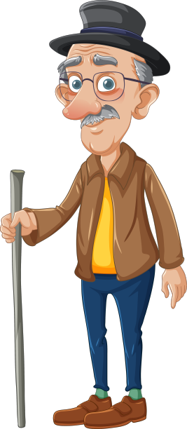 老爷爷戴着帽子和眼镜走路图片下载