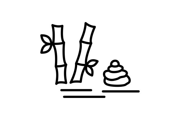 禅宗花园的图标。与冥想相关的图标，代表了一个宁静的空间。线条图标样式。简单的矢量设计可编辑图片下载