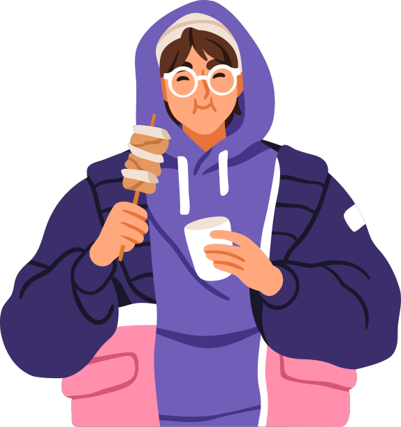 吃韩国街头快餐的人很开心图片下载