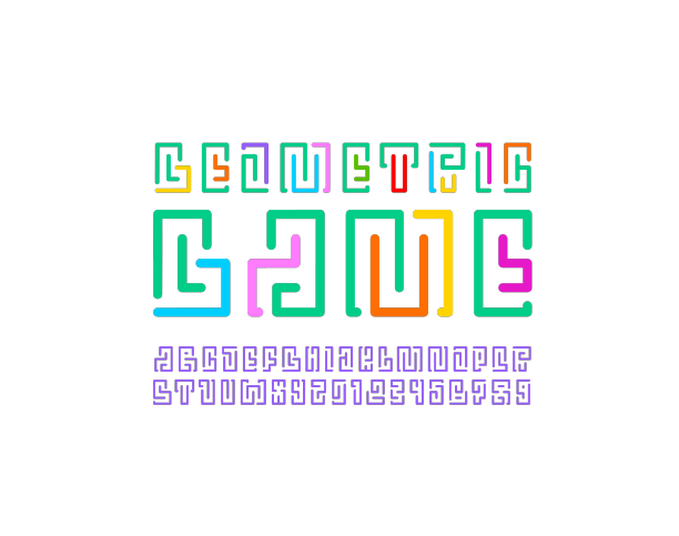 多色字体字母表从游戏风格图片下载