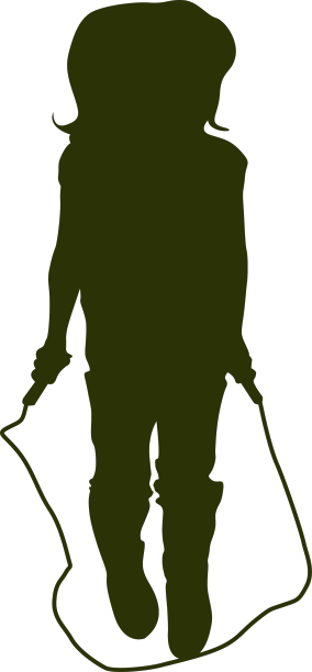 女孩跳绳的剪影图片下载