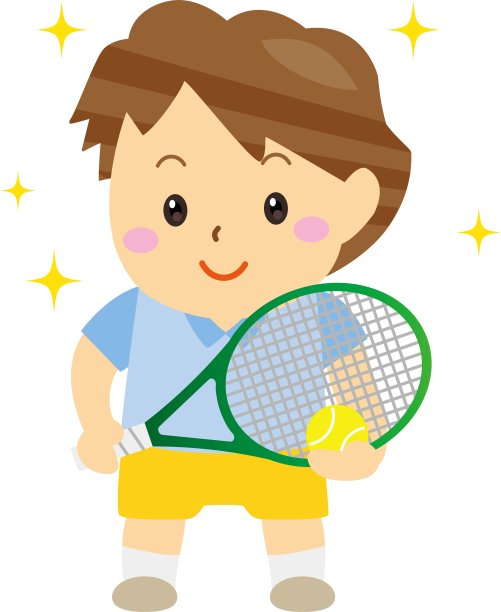 儿童微笑享受网球/插画素材（矢量插画）图片下载