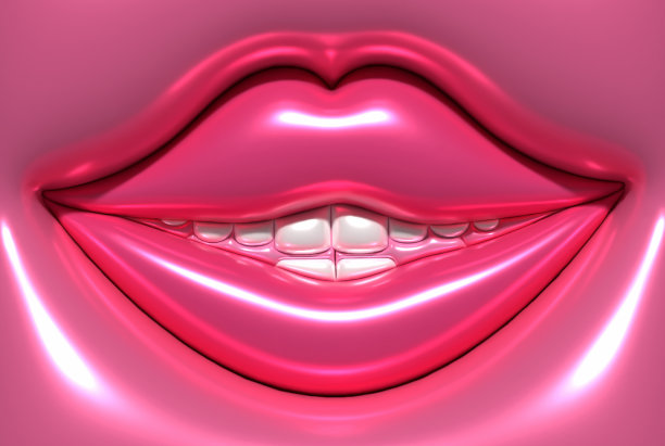 红唇白牙的嘴巴，3D渲染插图图片下载