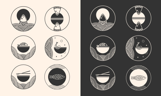 LOGO图标鱼，面馆咖啡厅矢量集图片下载