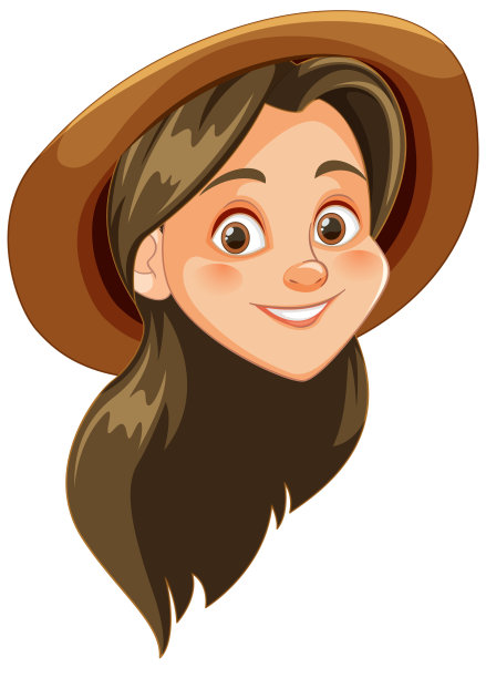 一个美丽女人头部的微笑卡通插图图片下载