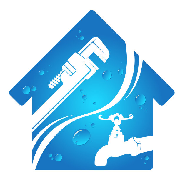 房子的标志，扳手和水龙头图片下载