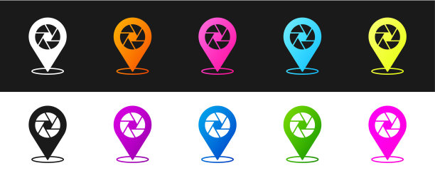 设置相机快门图标隔离在黑白背景。向量图片下载