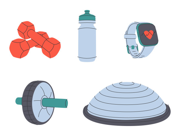 一套运动器材。健身房配件，训练用品，训练用品。图片下载