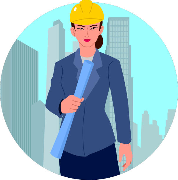 女建筑师自信地拿着蓝图图片下载