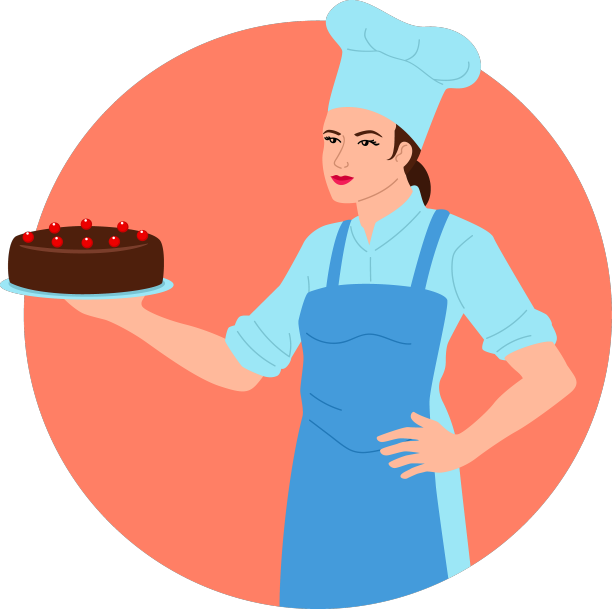 一个女厨师骄傲地拿着图片下载