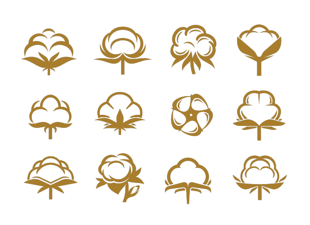 棉花图标花与柔软的纤维球图片下载