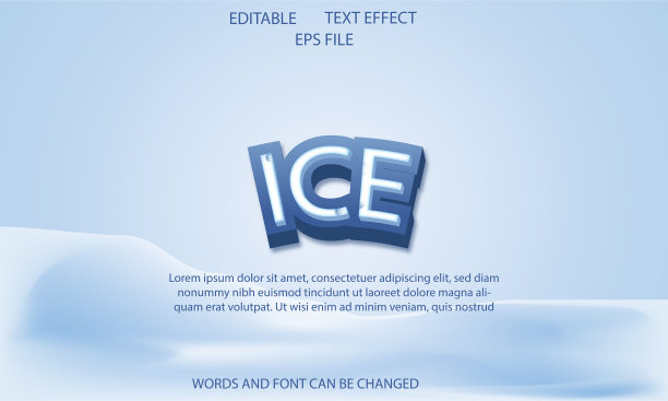 冰文本效果字体可编辑排版3d文本图片下载
