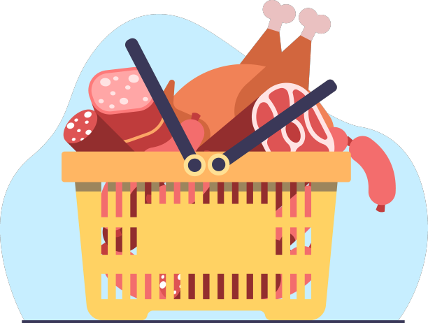 篮子里装满了各种各样的肉图片下载