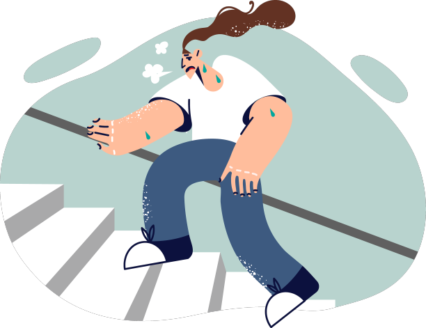 劳累的女人爬楼梯受苦图片下载