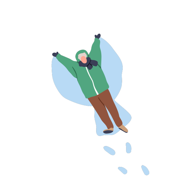 雪人天使躺在雪堆里图片下载