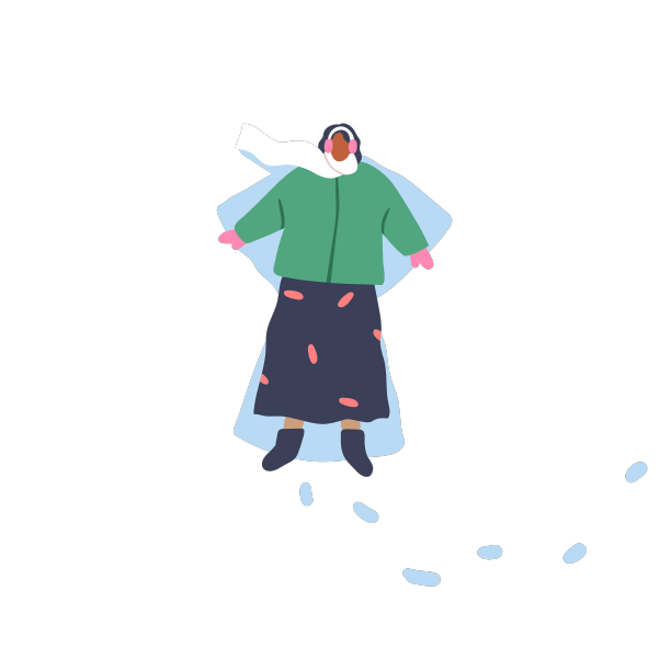 黑女人造雪天使躺在雪堆里图片下载