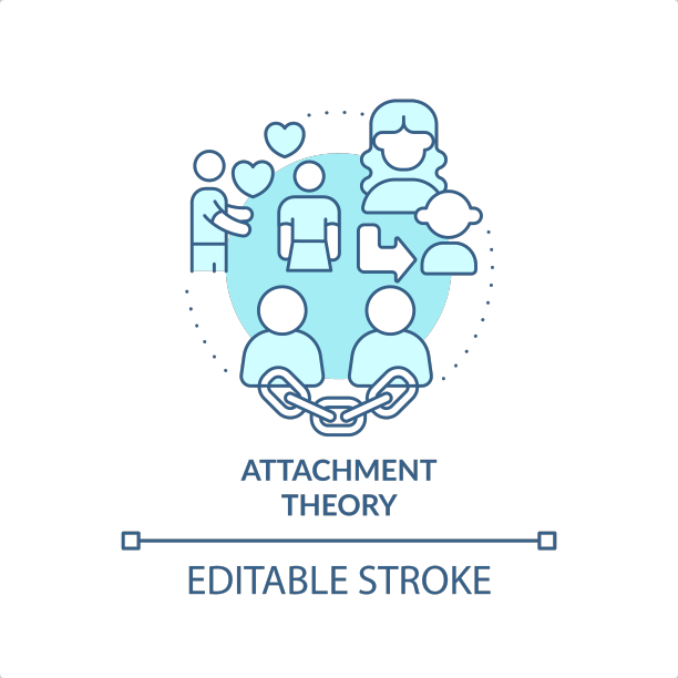 2d蓝线图标依恋理论概念图片下载