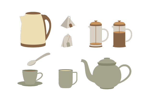 水壶、啤酒、茶壶、马克杯和杯子套装图片下载
