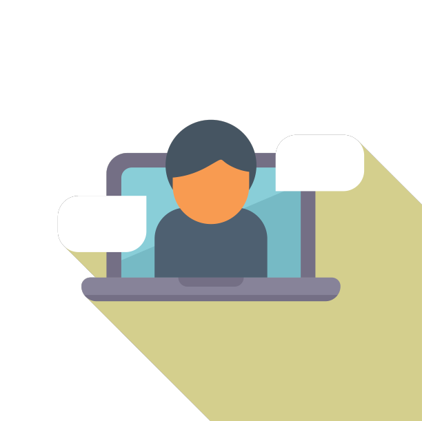 笔记本电脑聊天图标平面在线元素图片下载