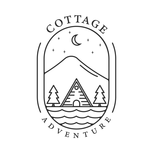 小屋小屋标志线条艺术模板图片下载