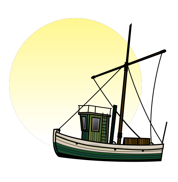 老渔船和清晨的阳光图片下载