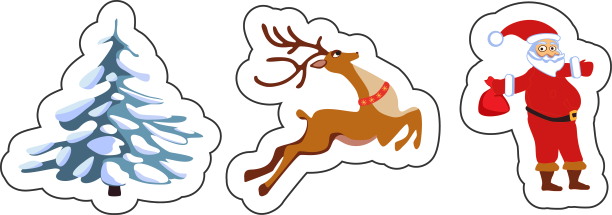 一套圣诞树贴纸圣诞老人鹿图片下载
