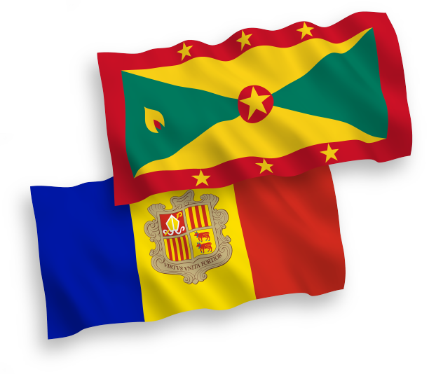 白色背景上的格林纳达和安道尔国旗图片下载