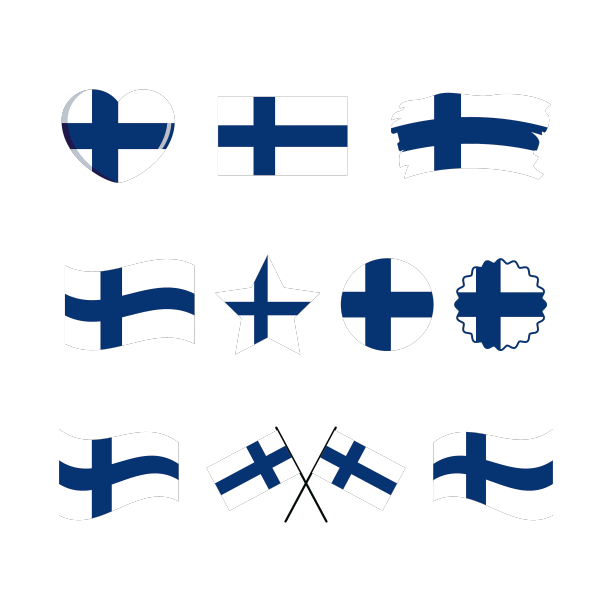 芬兰国旗图标设置在灰色背景上图片下载