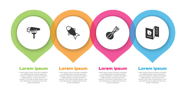 设置胡萝卜、鱼、洋葱和素食菜单图片下载