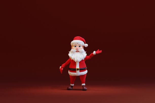 可爱的卡通圣诞老人。3d渲染图片下载