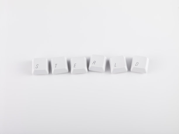 “sterld”这个词用键盘键写在白色的背景上。没有人。图片下载