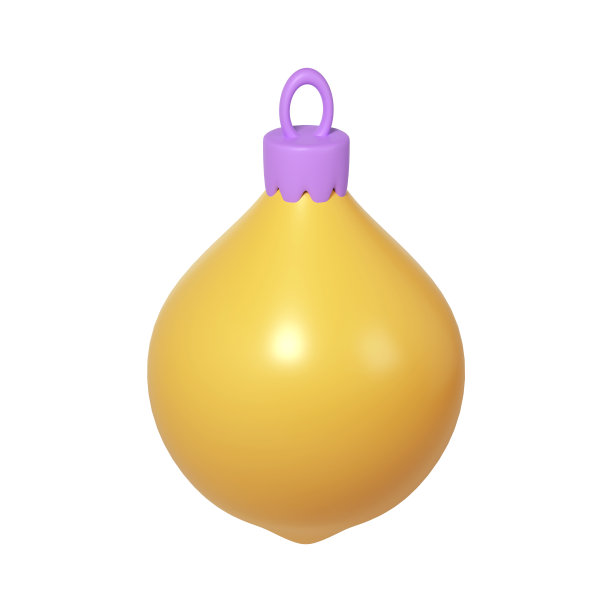 3d渲染黄色圣诞球图标在柠檬的形式。切合实际的寒假元素。杉树玩具。插图为网页设计，贺卡，邀请图片下载