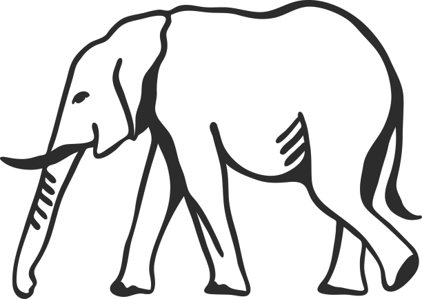 大象象牙般的耳朵、鼻子、尾巴扁平的涂鸦图片下载