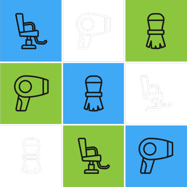 设置行理发店椅子剃须刷和头发图片下载