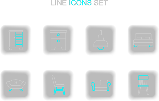 设线椅、沙发、大床、灯挂图片下载