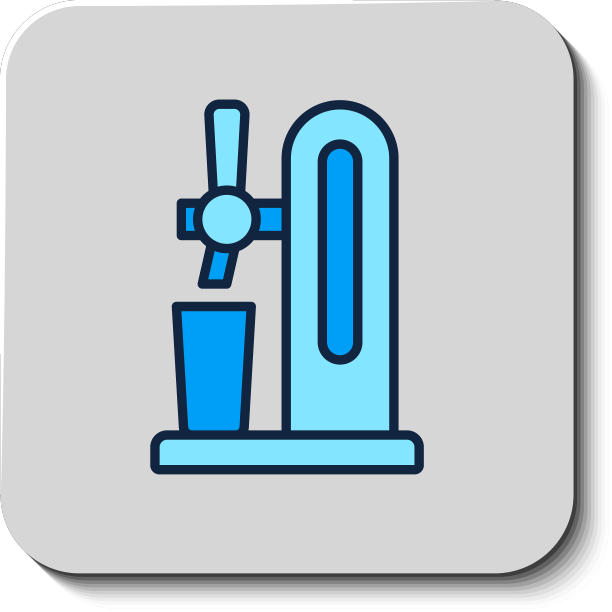 填充轮廓啤酒龙头与玻璃图标隔离图片下载