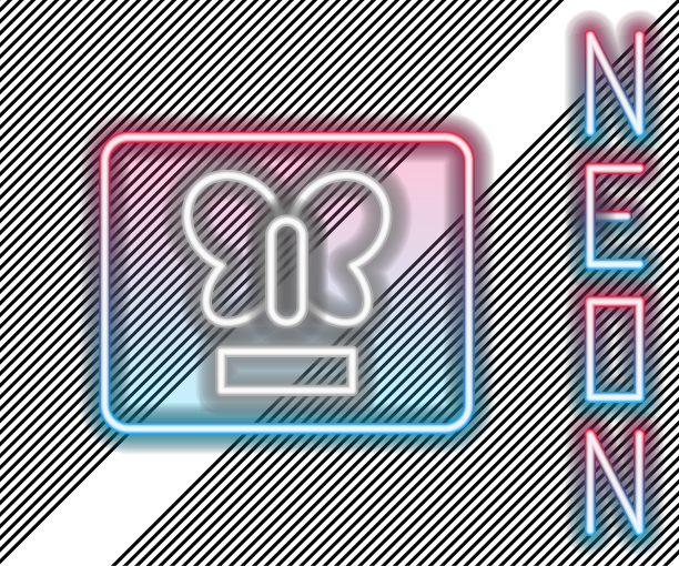 发光的霓虹灯线蝴蝶在一个框架图标图片下载