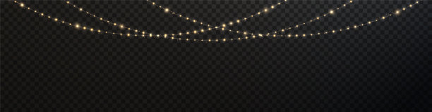 金色闪亮小灯圣诞花环，闪耀风花环矢量素材图片下载