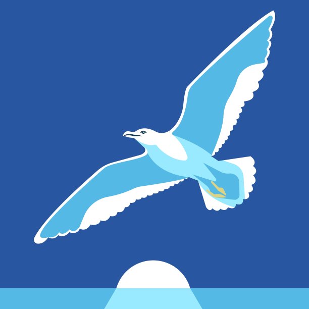 一只海鸥在海面上飞翔。图片下载