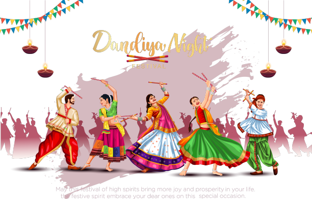 为navratri dussehra的加尔巴夜排灯节海报图片下载