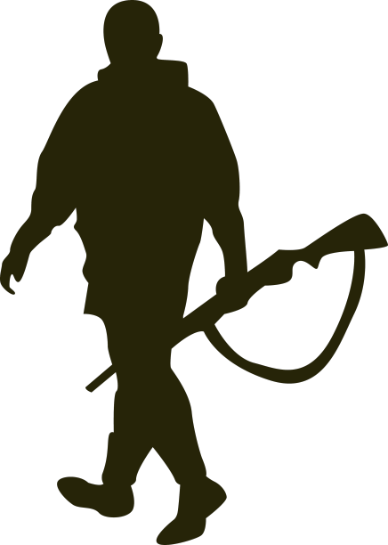 猎人的枪左对着行走的轮廓图片下载