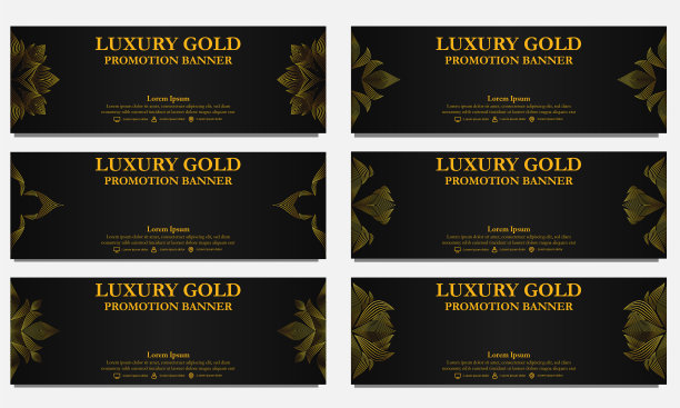 金色花朵水平横幅模板。适合网页横幅，横幅和互联网广告的设计图片下载