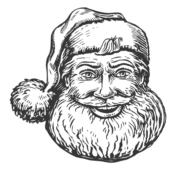 戴着帽子的可爱的圣诞老人手画图片下载