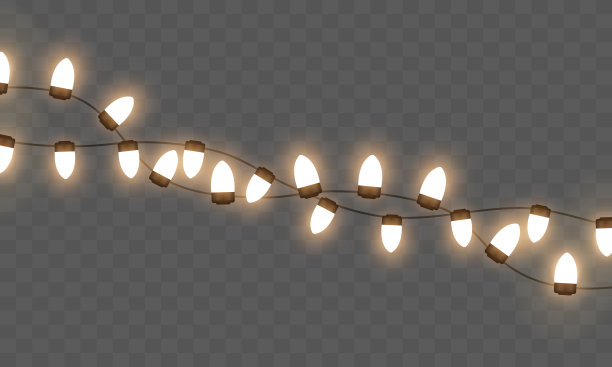 圣诞彩灯。矢量剪贴画在透明背景上隔离。图片下载