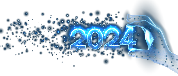 数字2024在数字手上新年蓝色图片下载