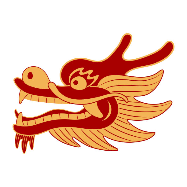 亚洲生肖，中国龙脸线条艺术人物插画。图片下载