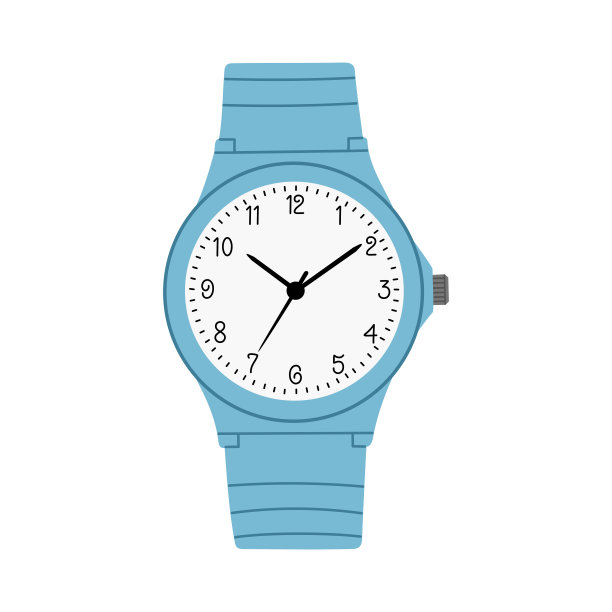 蓝色的手表。带有表盘和指针的现代配件图片下载