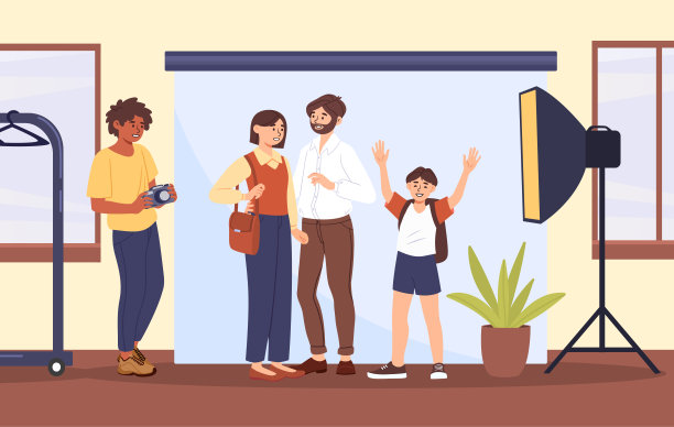 家庭照片在工作室矢量概念图片下载