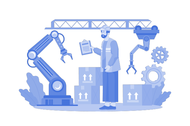 装配工业机械臂的装配线图片下载